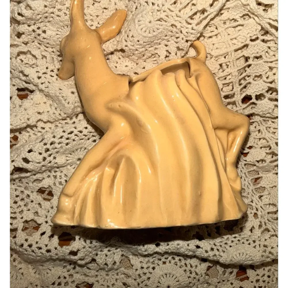 Deer Vintage Nil-Oak Planter Vase Mid Century Ceramic Woodland Doe Cottage Decor